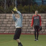 Danny catches a pop-up.