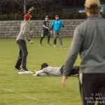 Nick catches the ball as Marty slides into second.