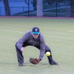 Johnny Murphy does some pre-game warm-ups.