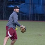 Drew Nordi doing some warm-up throwing.